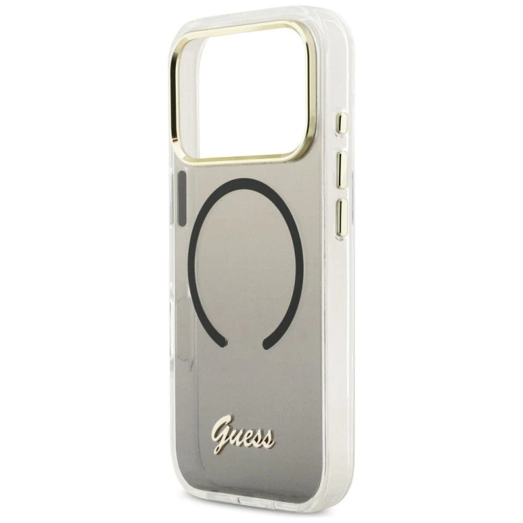 Etui Guess iPhone 17 Pro IML Gradient Script Metal Czarne - MagSafe Aluminium