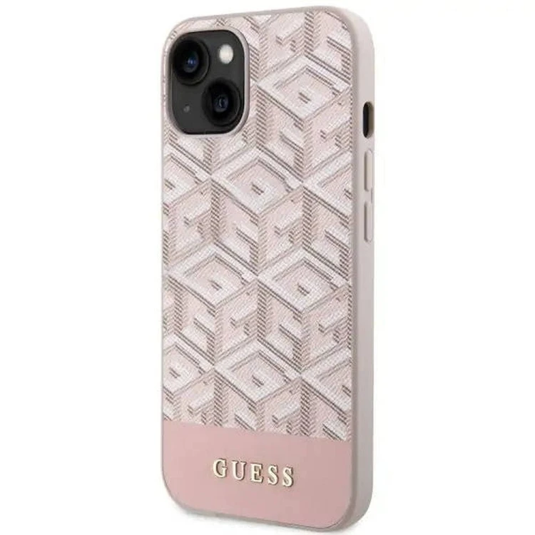 Etui Guess iPhone 14 GCube Stripes Różowe - Oryginalny Pokrowiec MagSafe