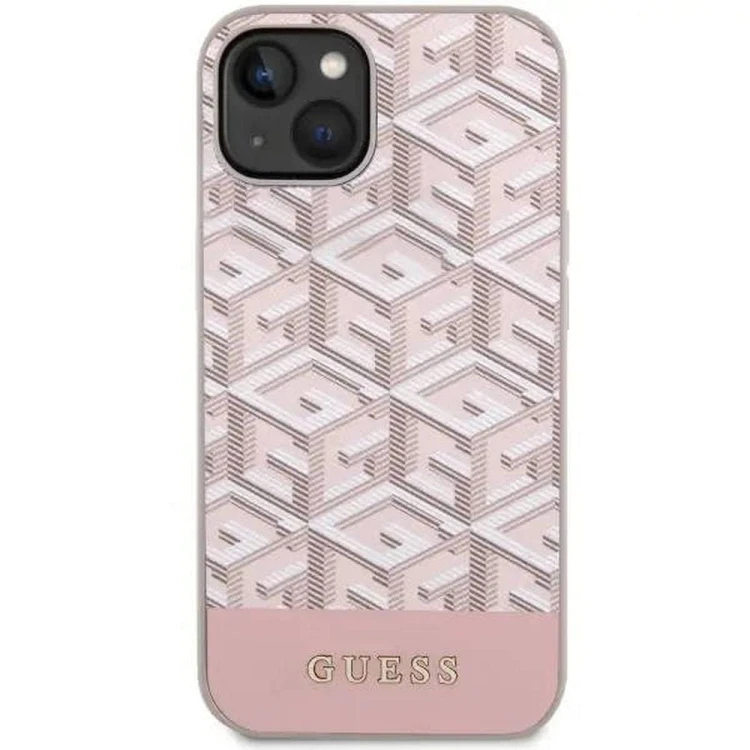 Etui Guess iPhone 14 GCube Stripes Różowe - Oryginalny Pokrowiec MagSafe