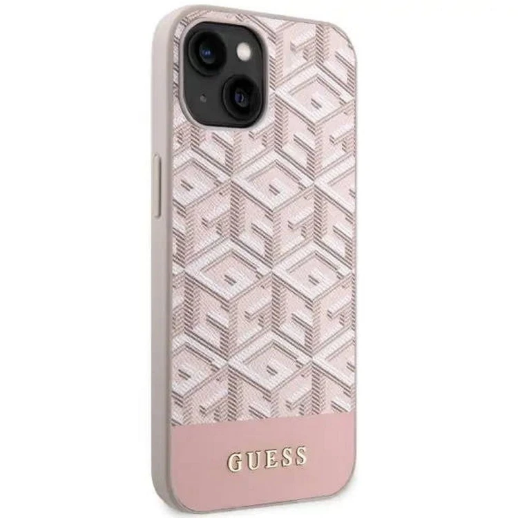 Etui Guess iPhone 14 GCube Stripes Różowe - Oryginalny Pokrowiec MagSafe