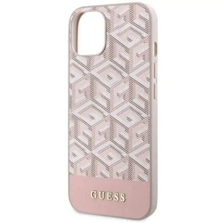 Etui Guess iPhone 14 GCube Stripes Różowe - Oryginalny Pokrowiec MagSafe