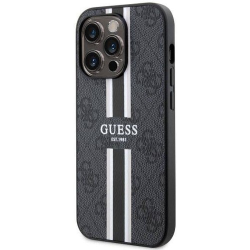 Etui Guess iPhone 14 Pro Max 4G Printed Stripes Czarne - Futerał MagSafe