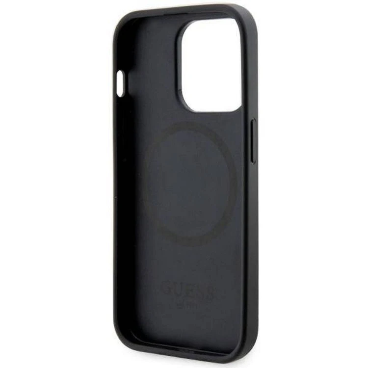 Etui Guess iPhone 14 Pro Max 4G Printed Stripes Czarne - Futerał MagSafe