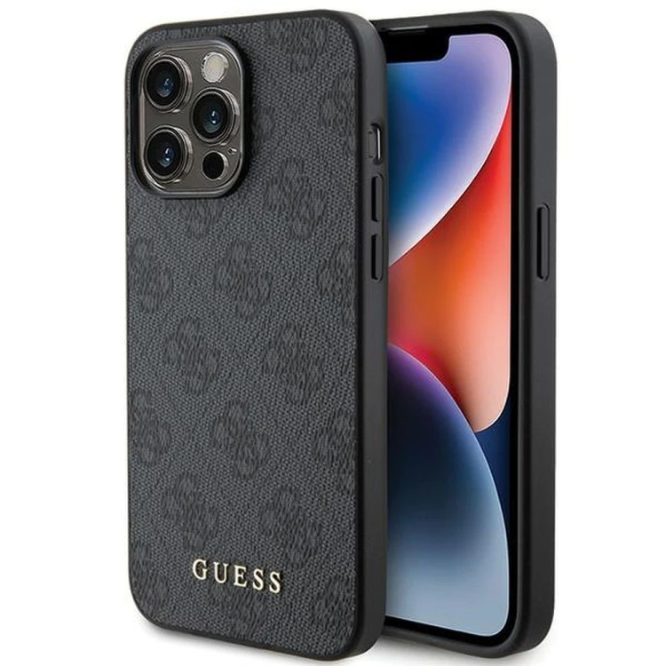 Etui Guess iPhone 15 Pro Max 4G Metal Logo Szare - Oryginalny Pokrowiec