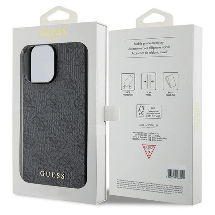 Etui Guess iPhone 15 Pro Max 4G Metal Logo Szare - Oryginalny Pokrowiec