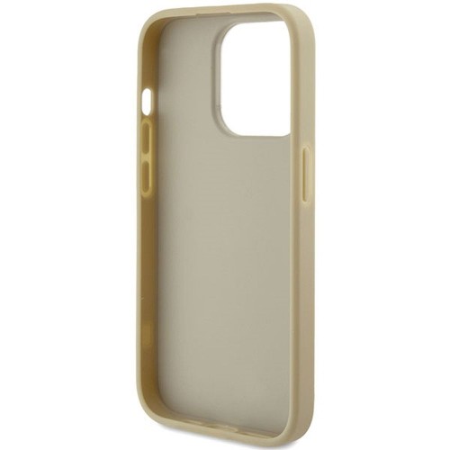 Etui Guess iPhone 15 Pro Fixed Glitter Big 4G Złote - Brokatowy Futerał