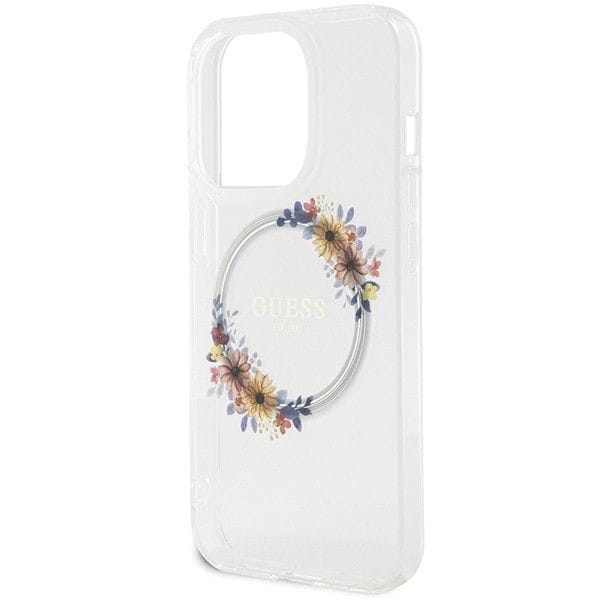 Etui Guess iPhone 15 Pro Max Flowers Wreath Transparentne - MagSafe