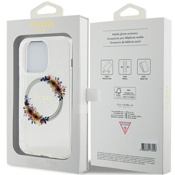 Etui Guess iPhone 15 Pro Max Flowers Wreath Transparentne - MagSafe