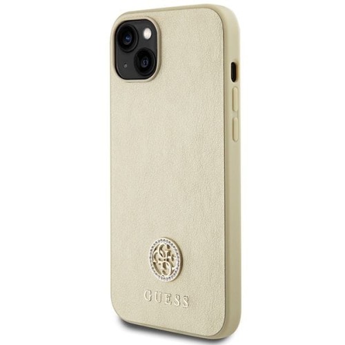 Etui Guess iPhone 15 14 13 Leather 4G Metal Logo Strass Złote - Kryształki