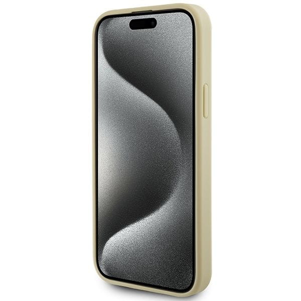 Etui Guess iPhone 15 14 13 Leather 4G Metal Logo Strass Złote - Kryształki