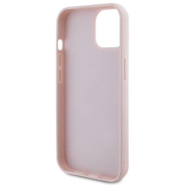 Etui Guess iPhone 15 14 13 Quilted Metal Logo Różowe - Pikowane Skóra