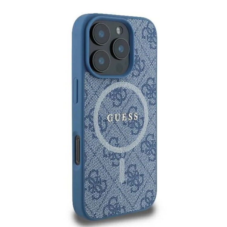 Etui Guess iPhone 16 Pro 4G Ring Classic Logo Niebieskie - MagSafe