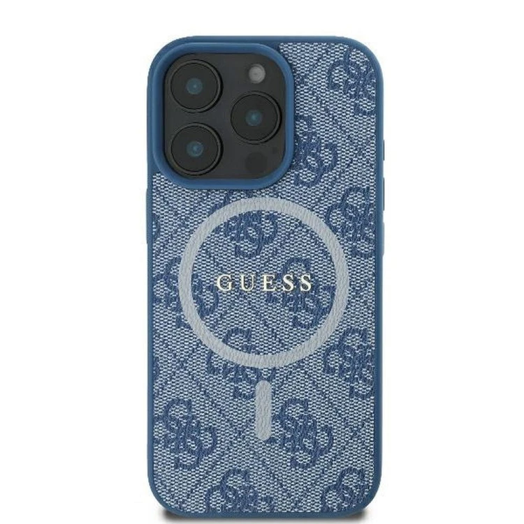 Etui Guess iPhone 16 Pro 4G Ring Classic Logo Niebieskie - MagSafe