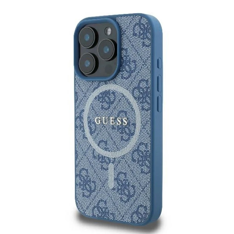 Etui Guess iPhone 16 Pro 4G Ring Classic Logo Niebieskie - MagSafe