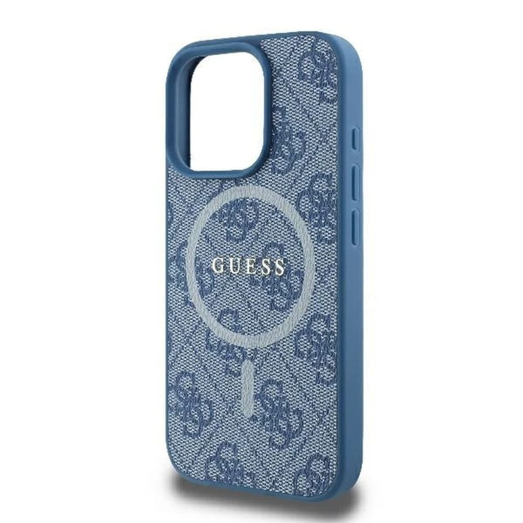Etui Guess iPhone 16 Pro 4G Ring Classic Logo Niebieskie - MagSafe