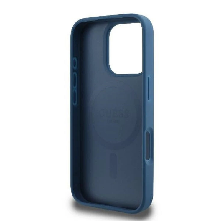 Etui Guess iPhone 16 Pro 4G Ring Classic Logo Niebieskie - MagSafe