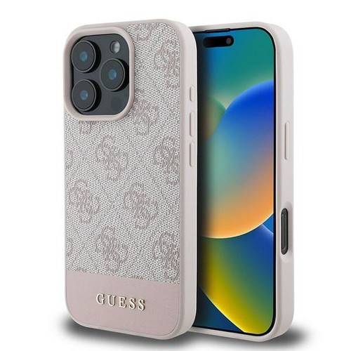 Etui Guess iPhone 16 Pro Max 4G PU Bottom Stripe Różowe - Oryginalny Pokrowiec