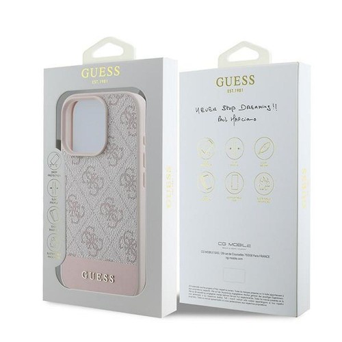 Etui Guess iPhone 16 Pro Max 4G PU Bottom Stripe Różowe - Oryginalny Pokrowiec