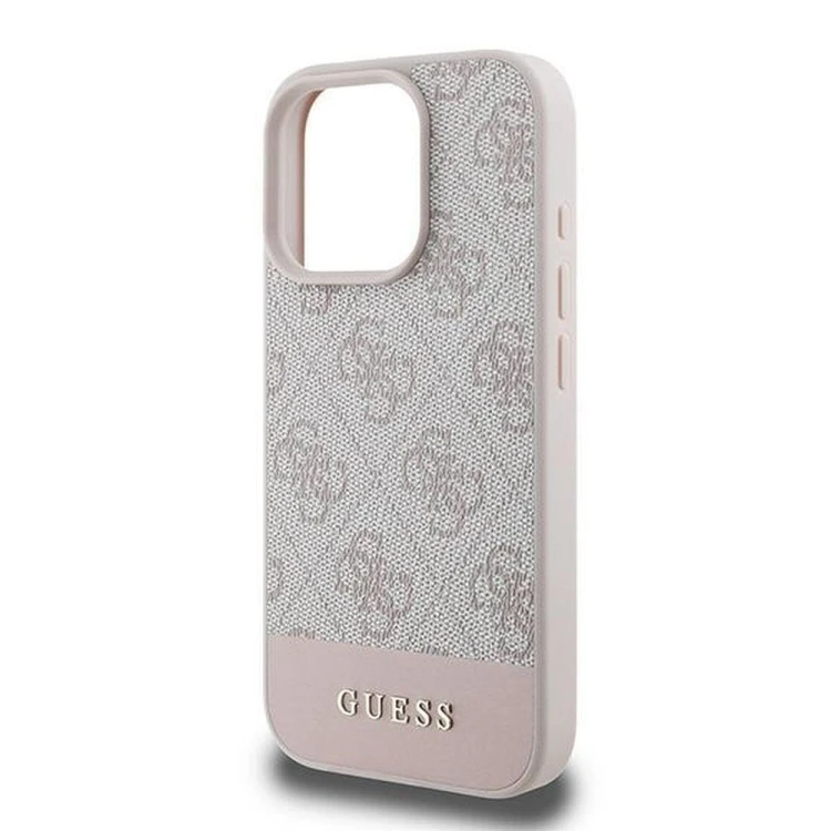 Etui Guess iPhone 16 Pro Max 4G PU Bottom Stripe Różowe - Oryginalny Pokrowiec