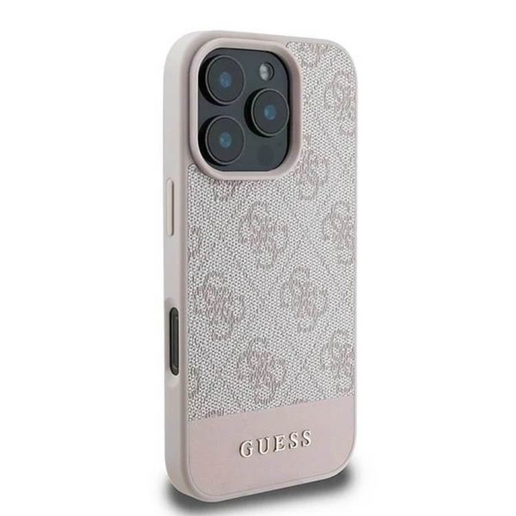 Etui Guess iPhone 16 Pro Max 4G PU Bottom Stripe Różowe - Oryginalny Pokrowiec