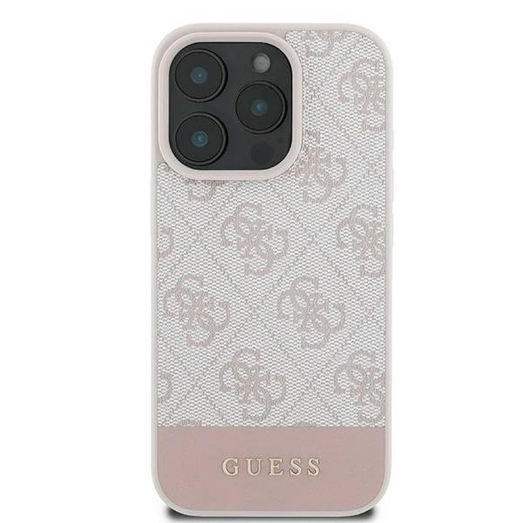 Etui Guess iPhone 16 Pro Max 4G PU Bottom Stripe Różowe - Oryginalny Pokrowiec