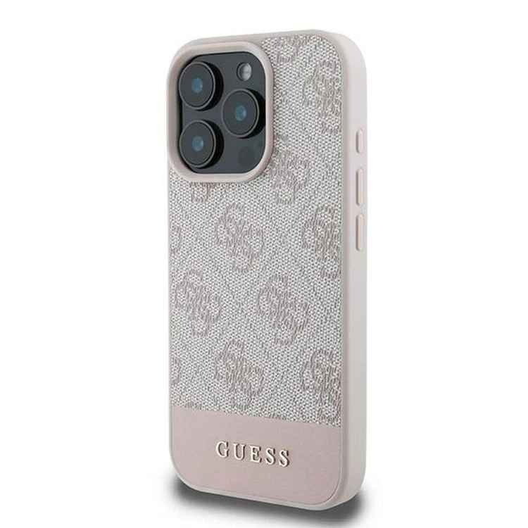 Etui Guess iPhone 16 Pro Max 4G PU Bottom Stripe Różowe - Oryginalny Pokrowiec