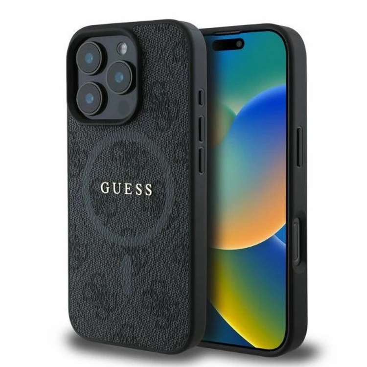 Etui Guess iPhone 16 Pro 4G Ring Classic Logo Czarne - MagSafe