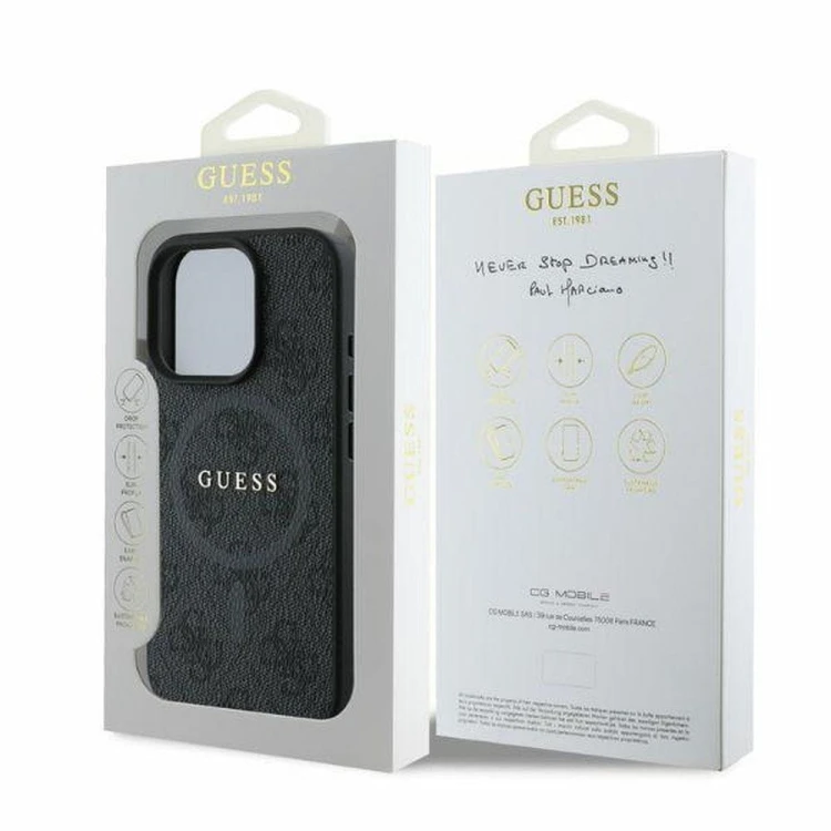 Etui Guess iPhone 16 Pro 4G Ring Classic Logo Czarne - MagSafe