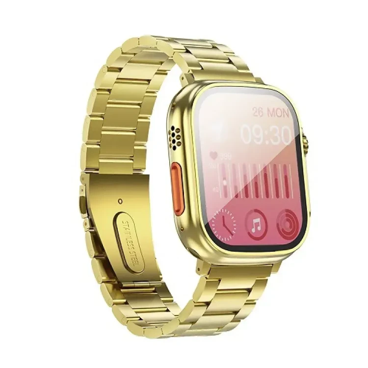 Smartwatch Hoco Y12 Ultra 1.96" rozmowy Bluetooth IP67 złoty – pulsometr, sport