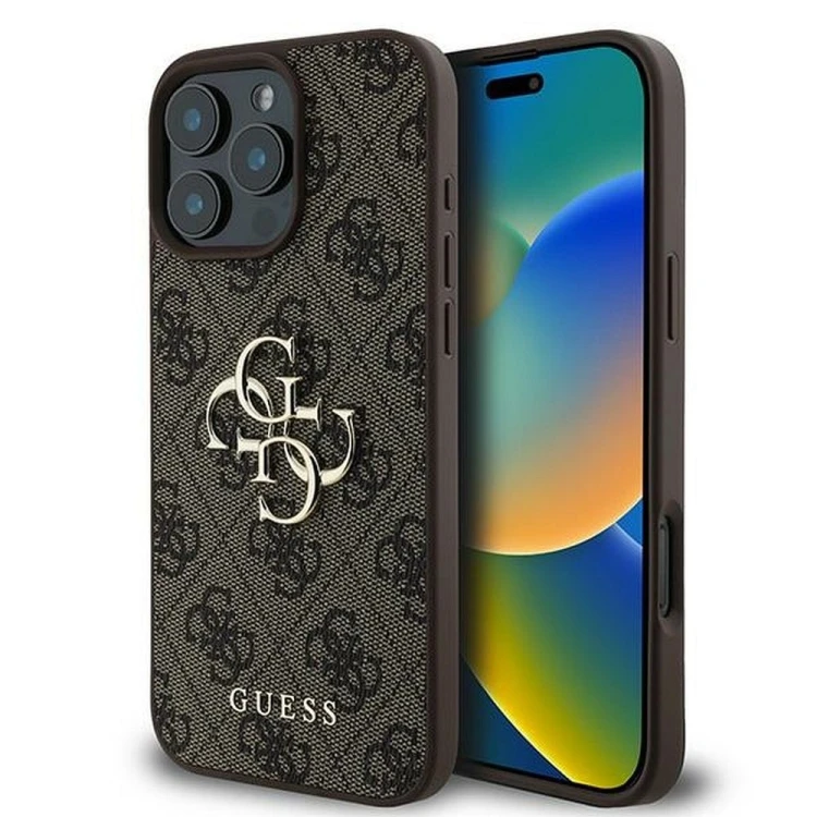 Etui Guess iPhone 16 Pro 4G Big Logo Brązowe - Oryginalny Pokrowiec