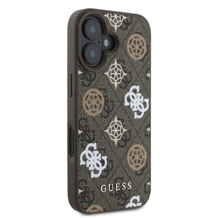 Etui Guess iPhone 16 Peony On 4G Background Brązowe - MagSafe