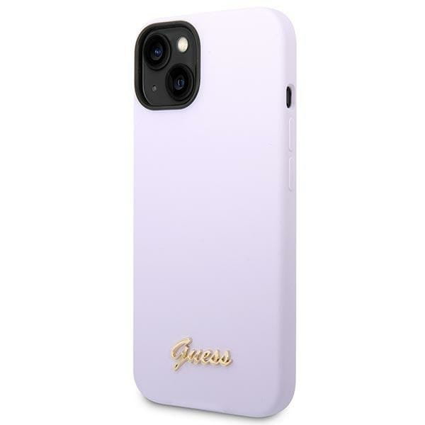 Etui Guess iPhone 15 14 13 Silicone Vintage Gold Logo Fioletowe - Silikonowe