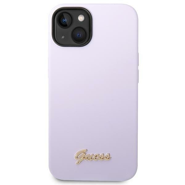 Etui Guess iPhone 15 14 13 Silicone Vintage Gold Logo Fioletowe - Silikonowe