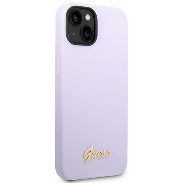Etui Guess iPhone 15 14 13 Silicone Vintage Gold Logo Fioletowe - Silikonowe