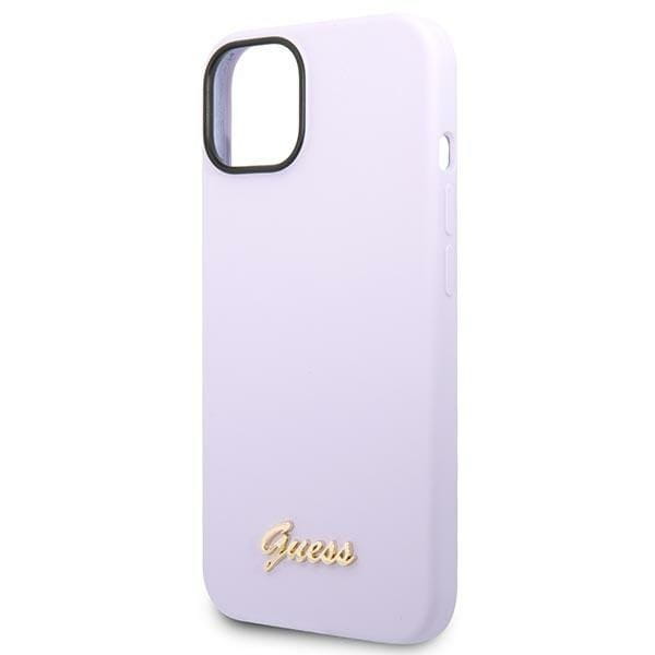 Etui Guess iPhone 15 14 13 Silicone Vintage Gold Logo Fioletowe - Silikonowe