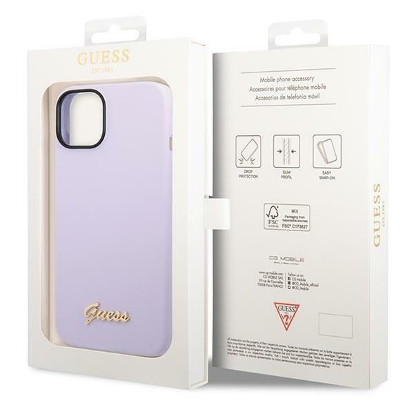 Etui Guess iPhone 15 14 13 Silicone Vintage Gold Logo Fioletowe - Silikonowe