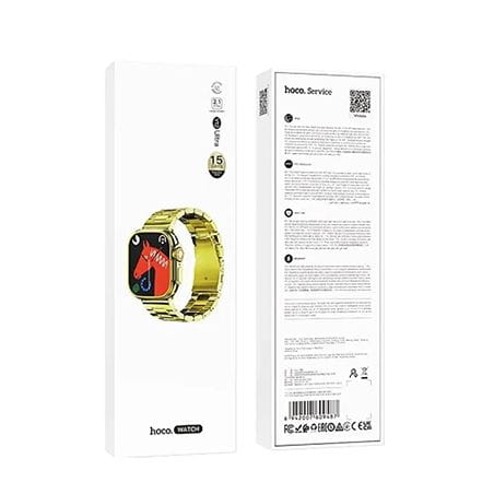 Smartwatch Hoco Y12 Ultra 1.96" rozmowy Bluetooth IP67 złoty – pulsometr, sport