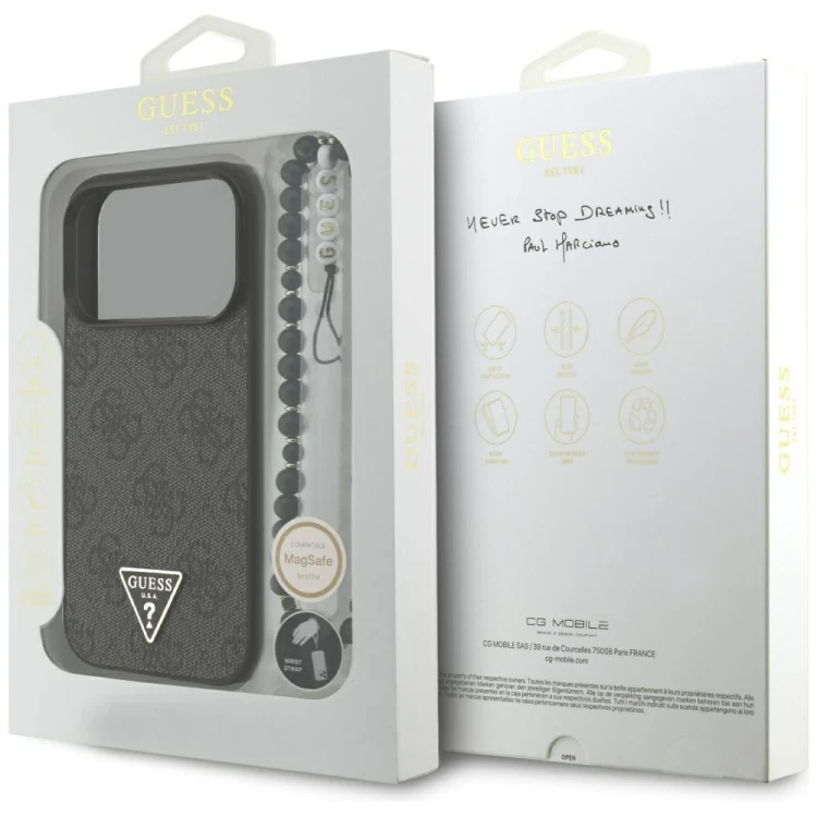 Etui Guess iPhone 17 Pro 4G Strap Triangle Logo Czarne - MagSafe + Brelok