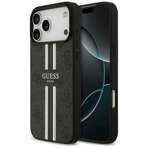 Etui Guess iPhone 17 Pro Max 4G Printed Stripes Czarne - MagSafe