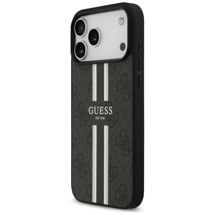 Etui Guess iPhone 17 Pro Max 4G Printed Stripes Czarne - MagSafe