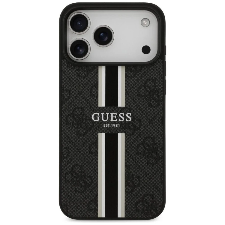 Etui Guess iPhone 17 Pro Max 4G Printed Stripes Czarne - MagSafe