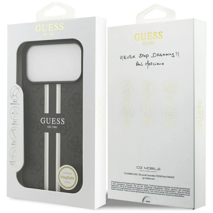 Etui Guess iPhone 17 Pro Max 4G Printed Stripes Czarne - MagSafe