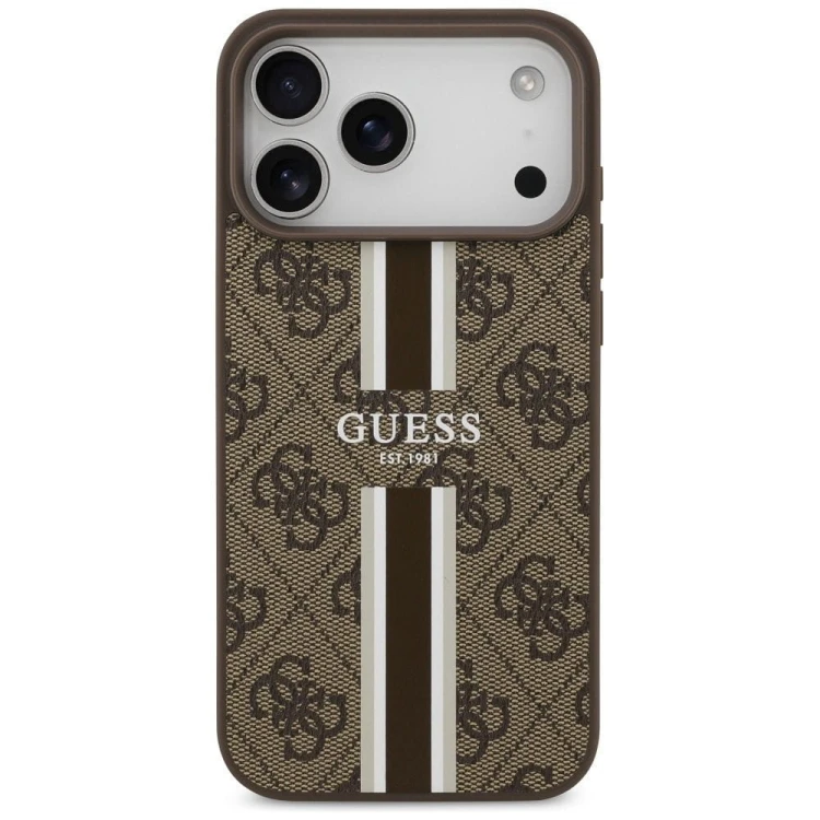 Etui Guess iPhone 17 Pro Max 4G Printed Stripes Brązowe - MagSafe