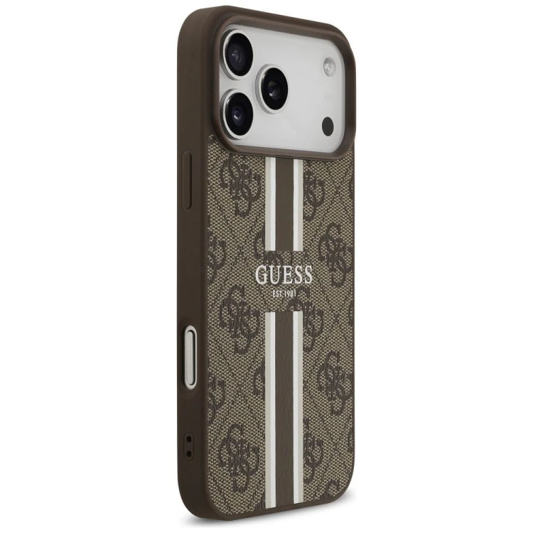 Etui Guess iPhone 17 Pro Max 4G Printed Stripes Brązowe - MagSafe