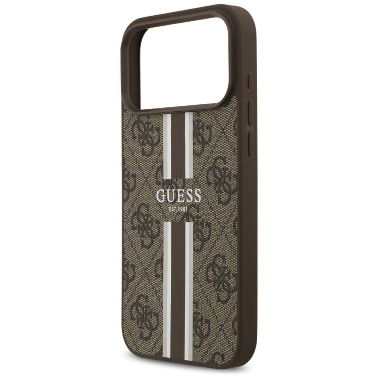 Etui Guess iPhone 17 Pro Max 4G Printed Stripes Brązowe - MagSafe