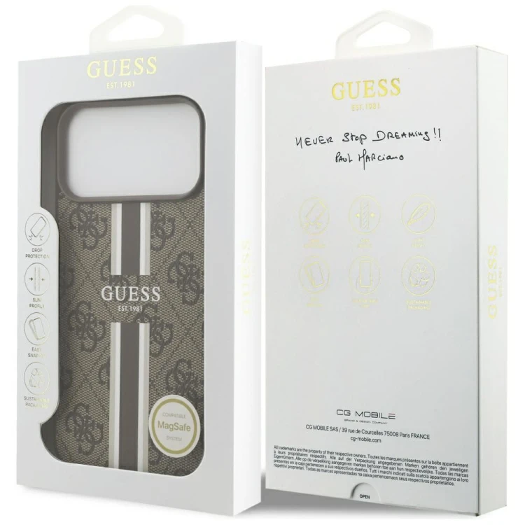 Etui Guess iPhone 17 Pro Max 4G Printed Stripes Brązowe - MagSafe