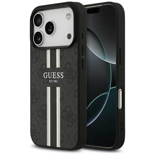 Etui Guess iPhone 17 Pro 4G Printed Stripes Czarne - MagSafe