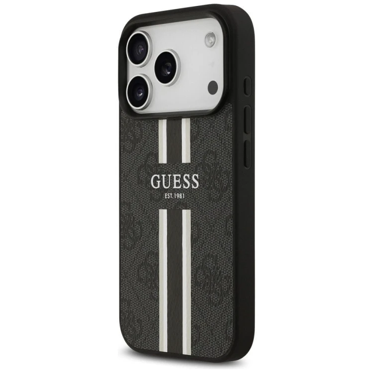 Etui Guess iPhone 17 Pro 4G Printed Stripes Czarne - MagSafe