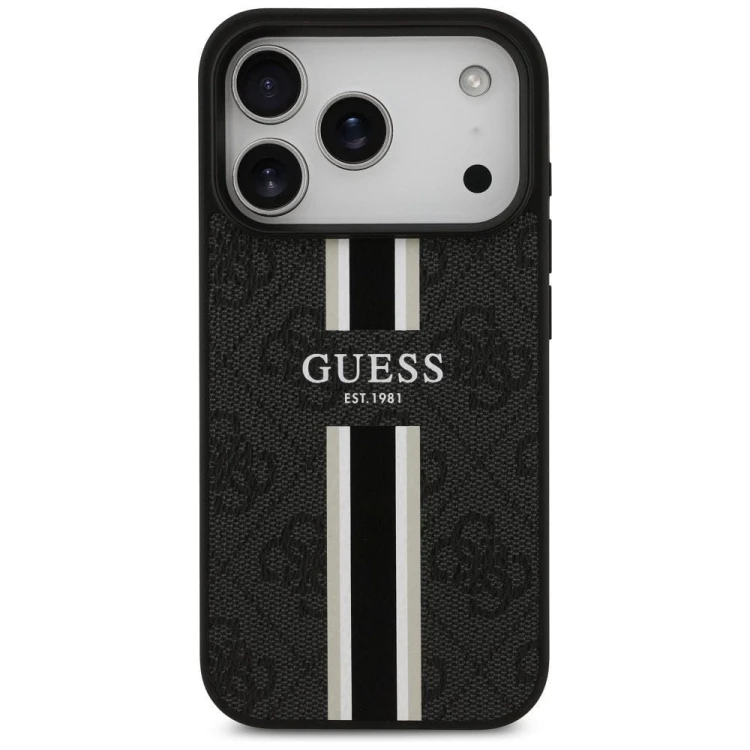 Etui Guess iPhone 17 Pro 4G Printed Stripes Czarne - MagSafe