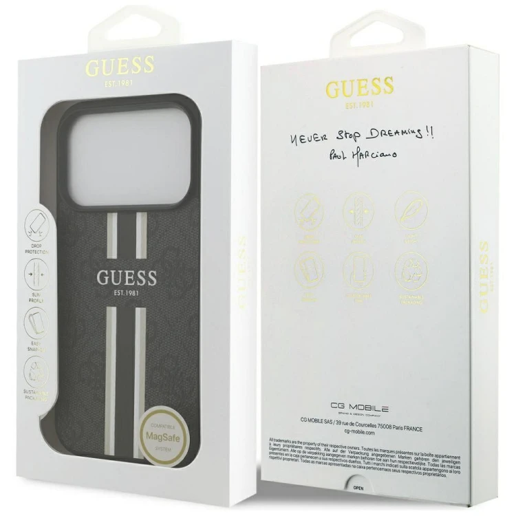 Etui Guess iPhone 17 Pro 4G Printed Stripes Czarne - MagSafe